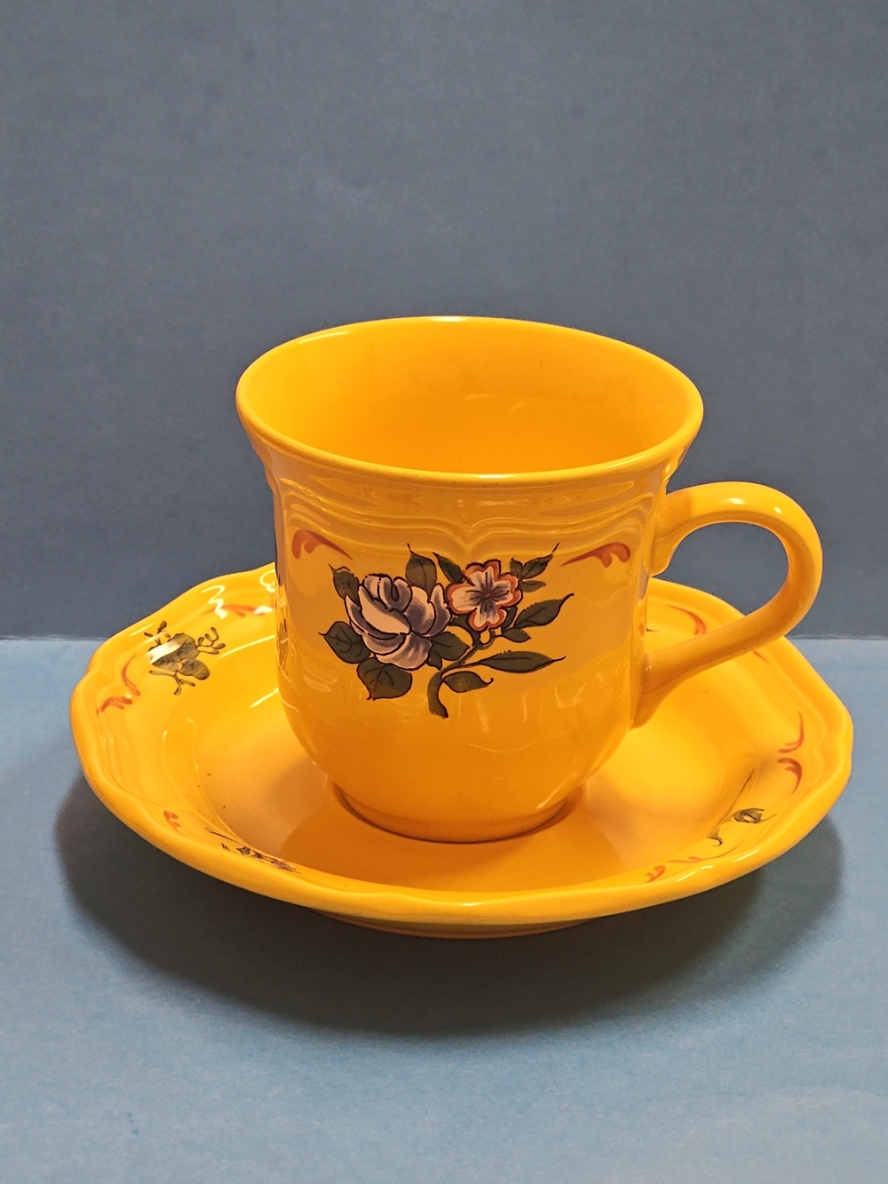Mikasa Country Hearth Yellow Floral Ceramic Teacup and Saucer Set - Picture 2 of 9